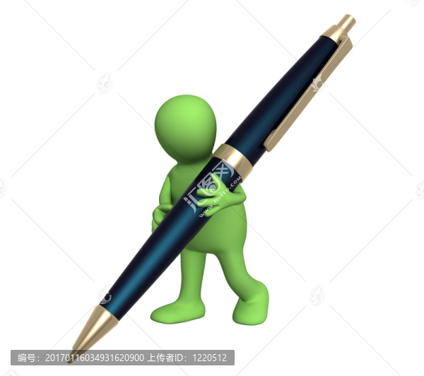 帶有筆的3D木偶
