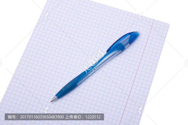 藍色的鋼筆在blocknotes頁