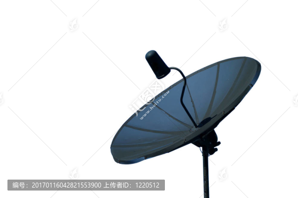 黑色衛(wèi)星天線，藍色的天空