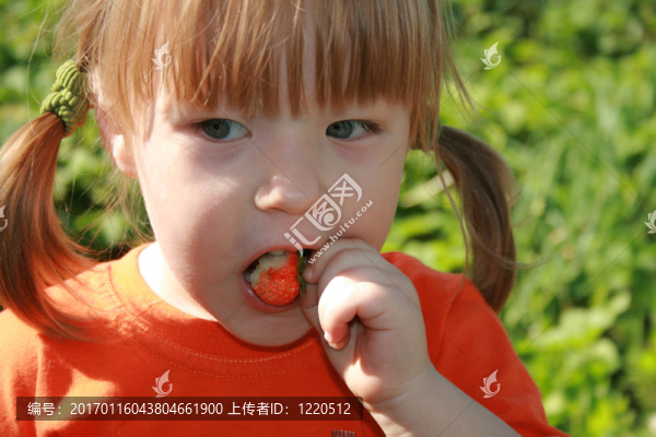 吃草莓的小女孩