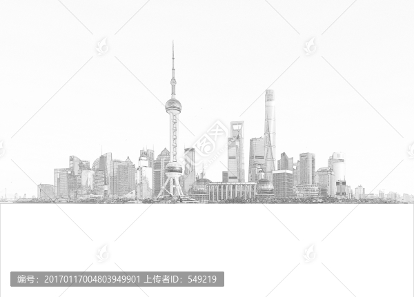 上海外灘全景線描