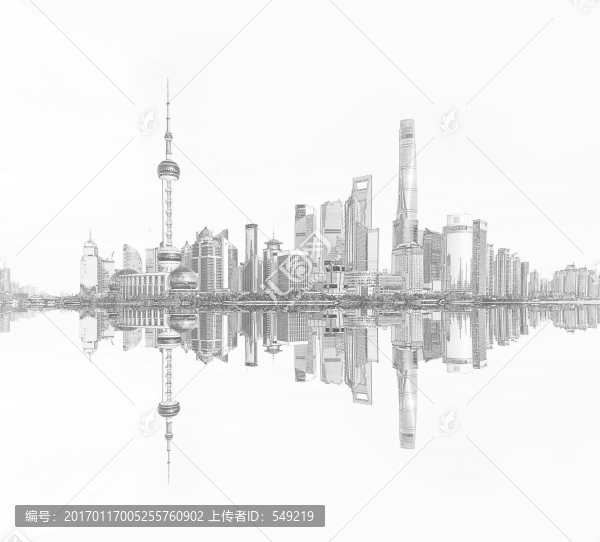 上海外灘全景線描