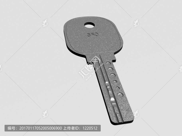 灰度背景下3D渲染金屬鑰匙