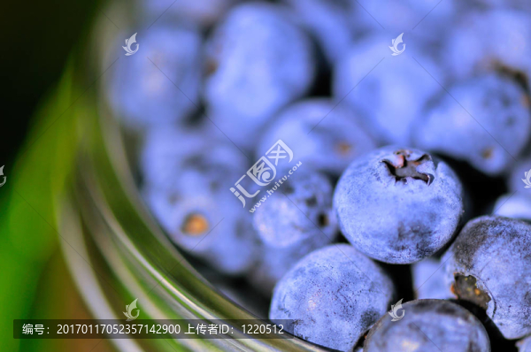 藍(lán)色漿果在玻璃
