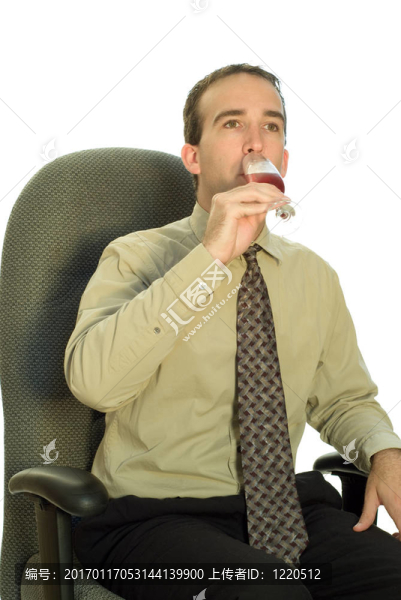商人喝葡萄酒