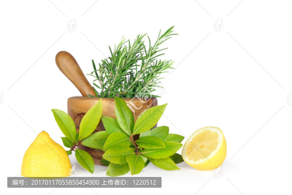 新鮮香草和檸檬