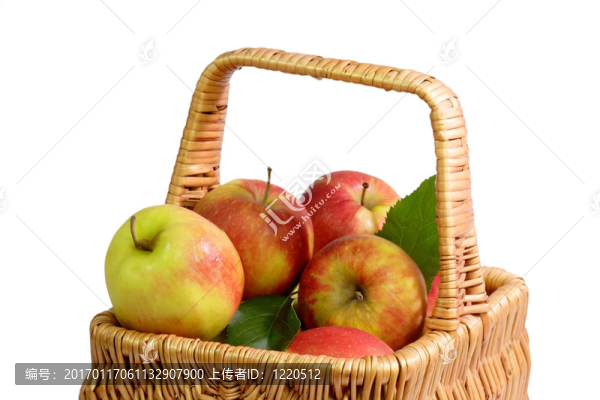 帶新鮮蘋(píng)果的籃子