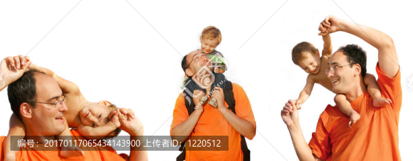父親和兒子在白色的集合
