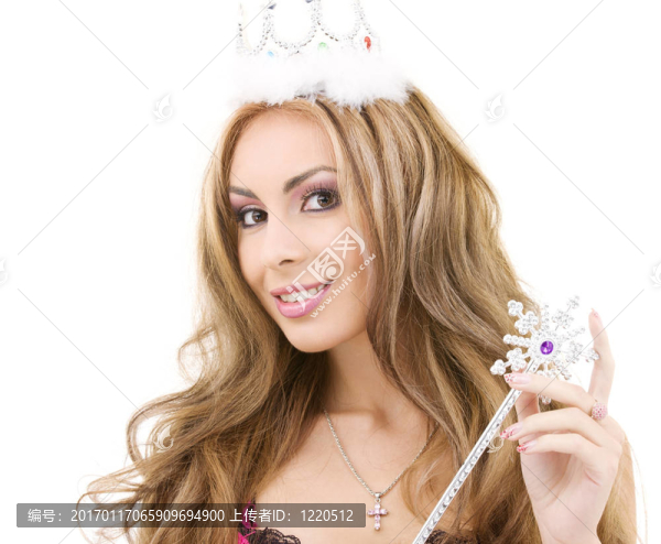 可愛的仙女在王冠與魔術(shù)棒