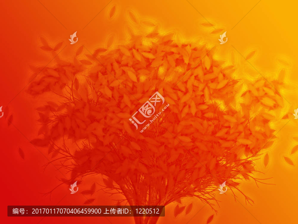 帶有落葉的樹；插圖