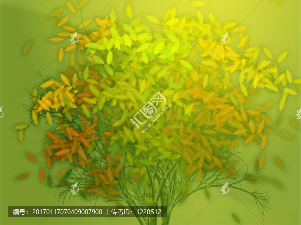 帶有落葉的樹(shù)；插圖