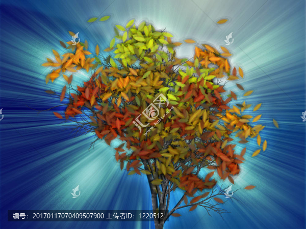 帶有落葉的樹；插圖
