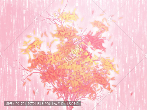 帶有落葉的樹；插圖
