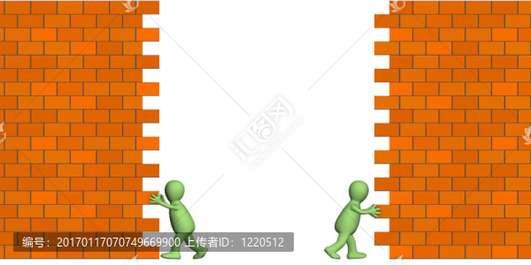 3D木偶在磚墻中創(chuàng)造通行證