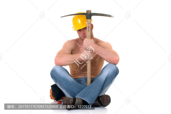 男子氣概的建筑工人
