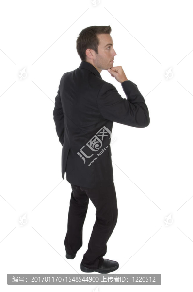 手上有下巴的商人