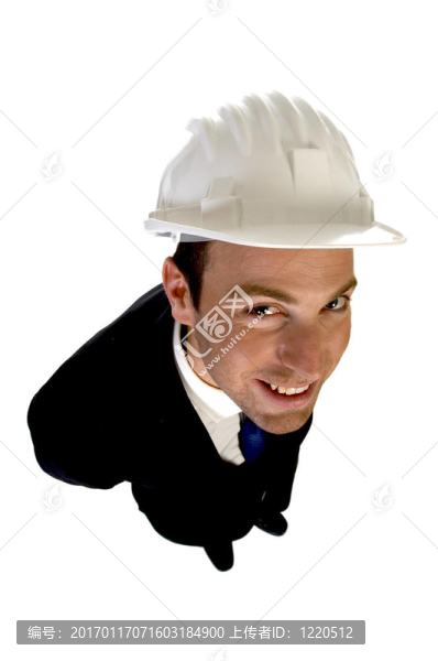 具有白色頭盔的智能建筑師