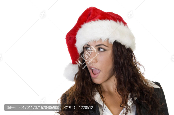 戴圣誕帽的女士