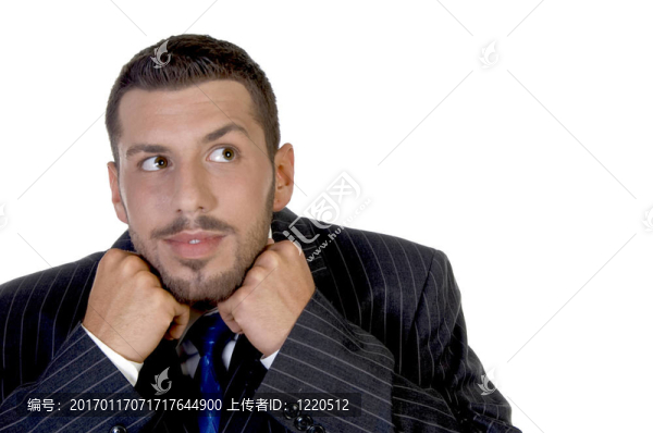 商人把下巴放在手上