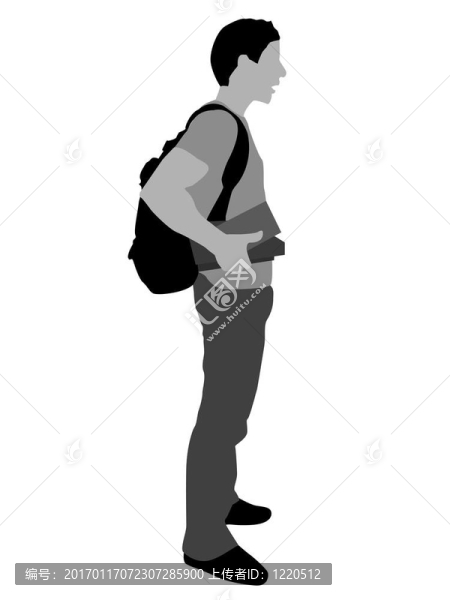 男子與袋和書(shū)籍