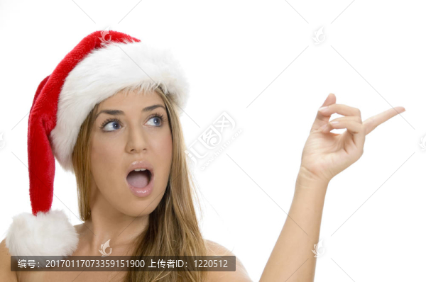 顯示性感的女士與圣誕帽