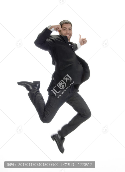 商人在空中跳躍