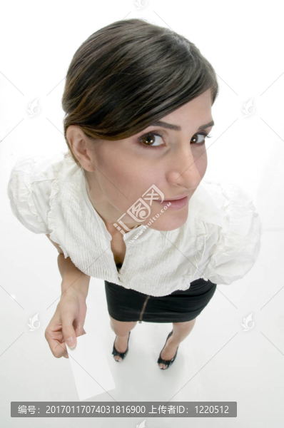 具有身份證的女士的空中觀