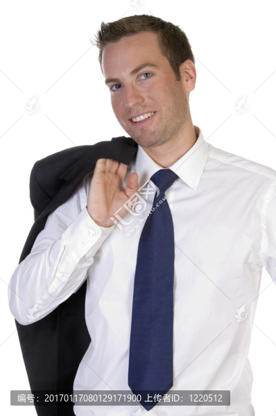 商人用外套站立的肖像