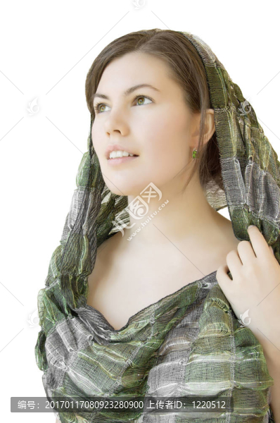 帶綠色圍巾的女孩