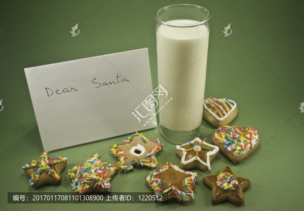 餅干；牛奶和一封信到Santa