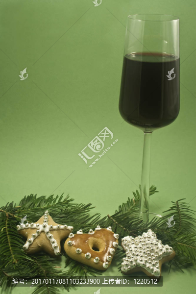 葡萄酒和圣誕餅干