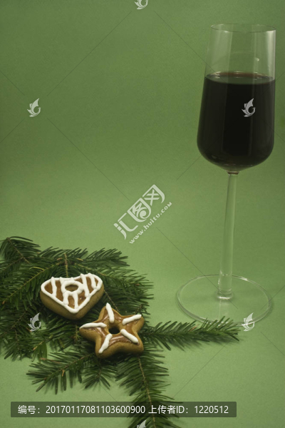 葡萄酒和圣誕餅干