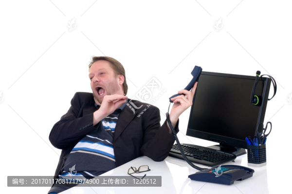 商人在辦公桌上