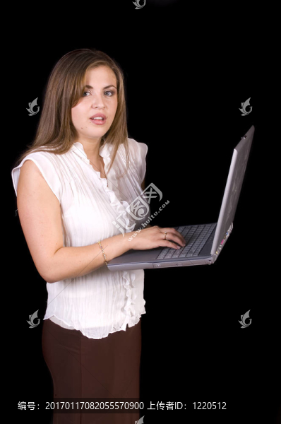 年輕的西班牙裔婦女lalptop