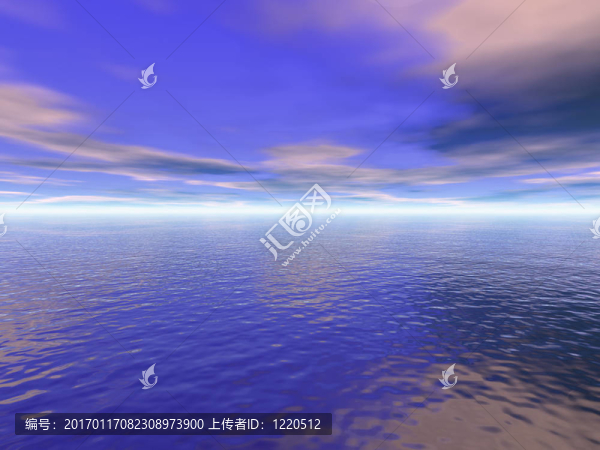 海洋水和多云藍天3D高品質渲染