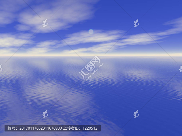 海洋水和多云藍(lán)天3D高品質(zhì)渲染