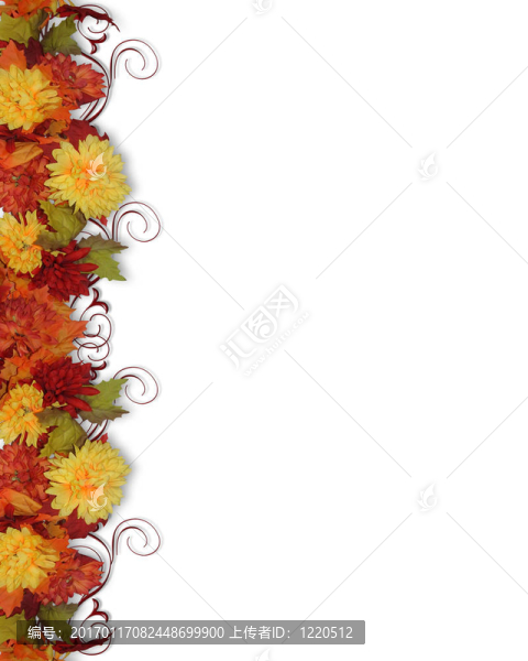 秋天葉和Flowers邊界