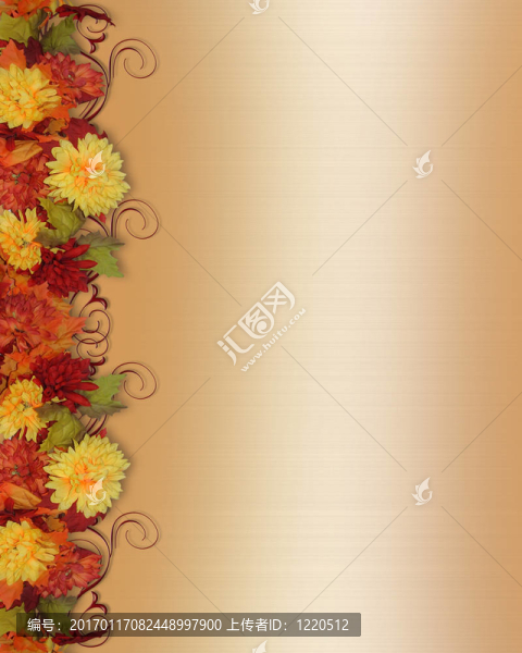 秋天葉和Flowers邊界