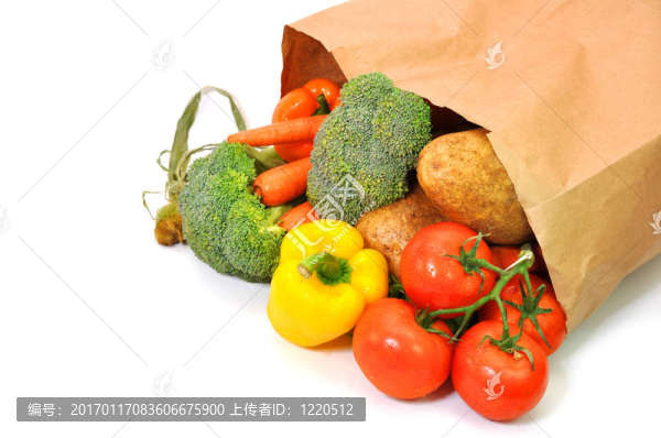 食品雜貨袋里的蔬菜