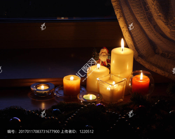 圣誕蠟燭和圣誕老人-,2