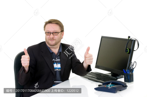 商人在辦公桌上