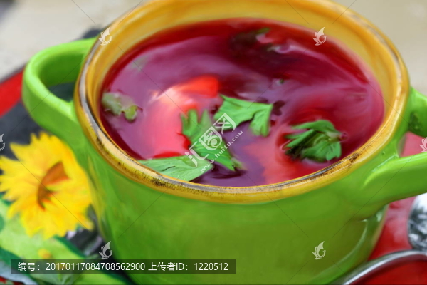俄羅斯甜菜湯的碗