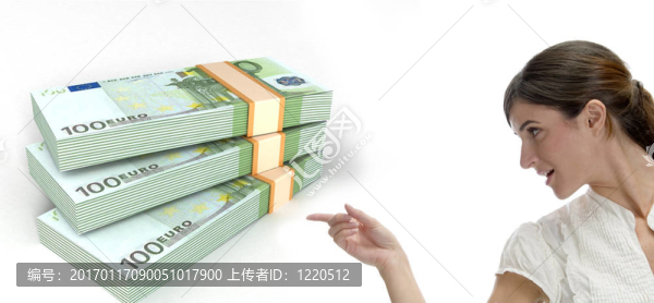 商業(yè)女性指向歐洲貨幣三維束