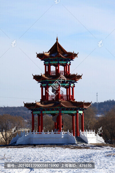 牡丹江,冰上游樂園,涼亭