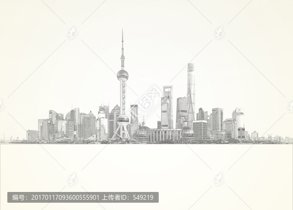 上海外灘線描,未分層