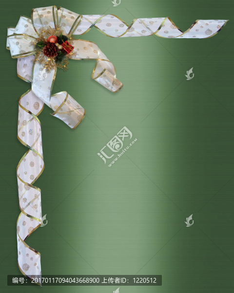 圣誕邊框蝴蝶結(jié)和絲帶