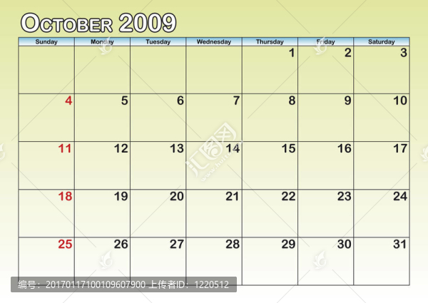 公歷十月2009