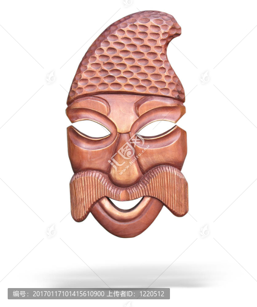 帶有白色背景陰影的木制面具