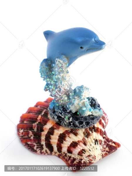 海豚雕像在珊瑚