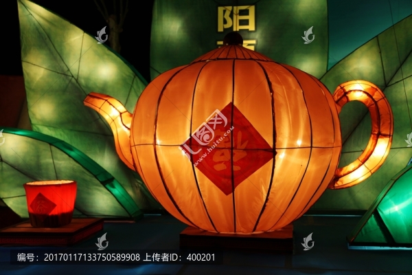茶壺茶杯茶葉燈籠造型